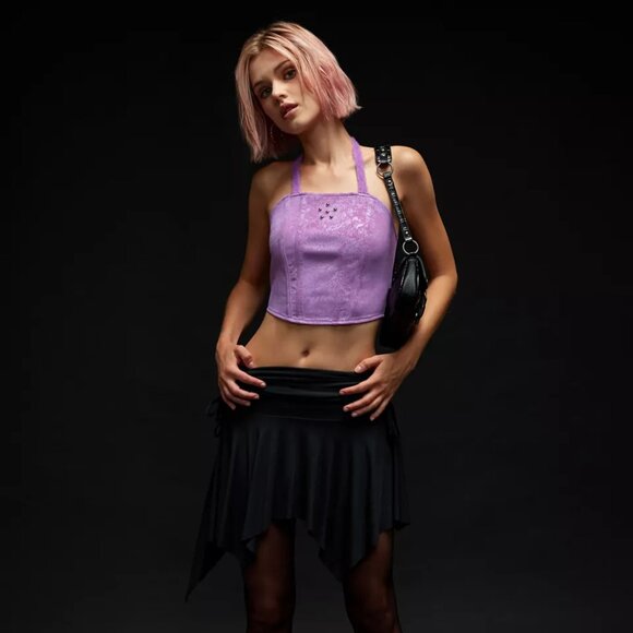 NWT Urban Outfitters Zemeta Daisy Studded Purple Halter Top - Picture 4 of 5